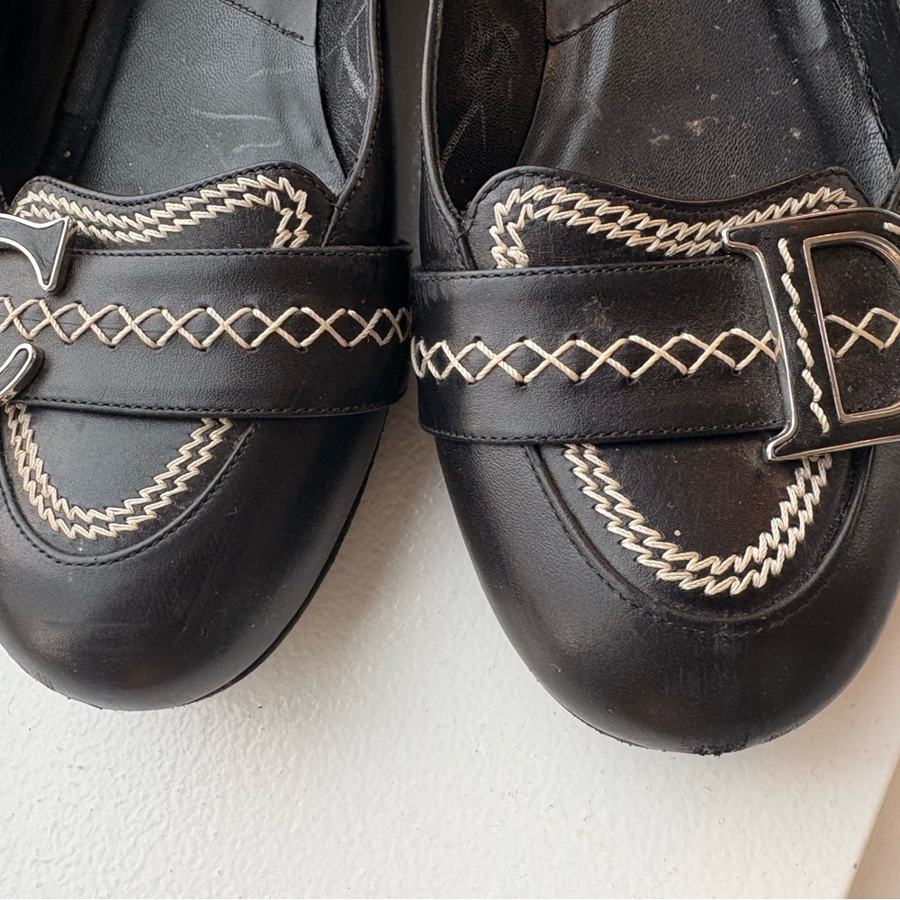 Dior Black Loafers with Cream Detailing